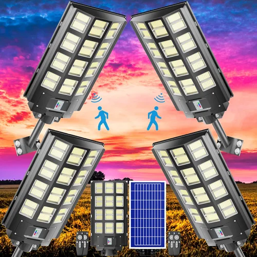 Vista 12 de Luz solar de calle, 8000 W, 7000 K, 480000 lúmenes, 1152 luces LED solares de estacionamiento del anochecer al amanecer, luces solares al aire