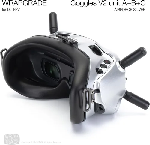 Vista 4 de WRAPGRADE Skin compatible con DJI FPV Gafas V2 (Airforce Silver)