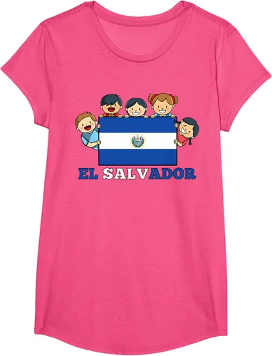 Vista 16 de Camiseta salvadoreña del Mes de la Herencia Hispana con la bandera de El Salvador para niños, Negro