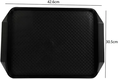 Vista 3 de Vababa Bandejas de plástico negro para servir comida rápida, paquete de 4, 16.8 pulgadas x 12 pulgadas