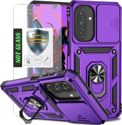 Vista 33 de Funda para Galaxy A26 con cubierta para lente de cámara, protector de pantalla HD, protección contra caídas de grado militar, soporte de anillo