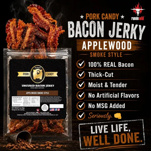 Vista 3 de Tocino Ahumado de Manzano Ahumado en Tiras – Dulce, Ahumado e Irresistiblemente Delicioso Manjar Gourmet Hecho con 100% Tocino Real No Curado
