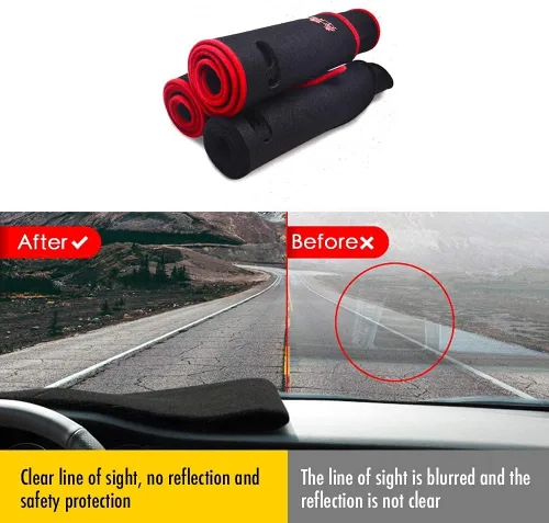 Vista 6 de Funda para salpicadero ajustable negra para consola central, tapete protector parasol compatible con Honda 11 Civic 2021 2022 Coupé (borde negro)
