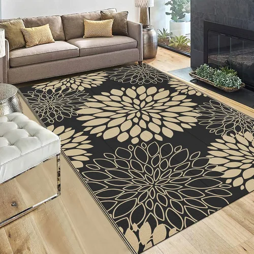 Vista 8 de Ileading Alfombra impermeable para exteriores de 5 x 8 pies, reversible, de paja de plástico, portátil, para interiores y exteriores, caravana