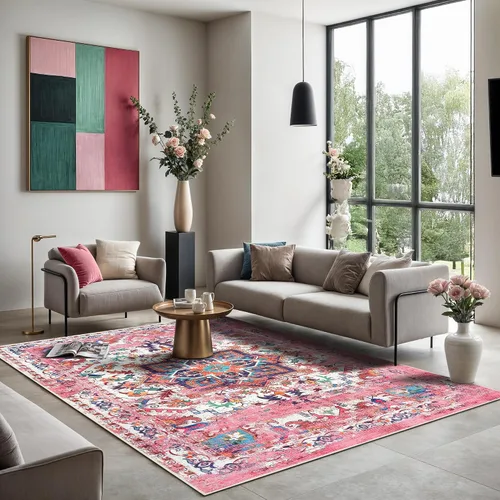 Vista 334 de GLN Rugs Traditional Collection - Alfombra de felpilla lavable a máquina, tradicional lavable, antideslizante, alfombra de felpilla de pelo corto