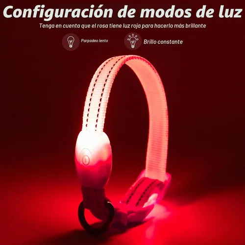 Vista 2 de Collares de perro con luz Visinite para perros pequeños, collar de perro LED recargable, collar de perro iluminado totalmente ajustable, collares