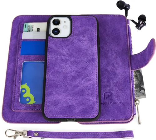 Vista 28 de MODOS LOGICOS Funda para iPhone 11, cartera desmontable, 2 en 1, almacenamiento en efectivo con cremallera, hasta 14 ranuras para tarjetas, 1 Negro