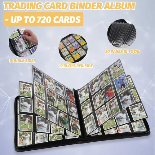 Vista 3 de GERMUN Carpeta de tarjetas coleccionables con 12 bolsillos, 720 bolsillos, carpeta de colección de tarjetas, carpeta de álbum de tarjetas para MTG