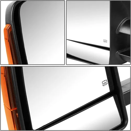 Vista 5 de DNA Motoring TWM-038-T888-BK-AM-L Espejo de remolque lateral izquierdo compatible con Tundra 07-16, con calefacción eléctrica + espejo de luz