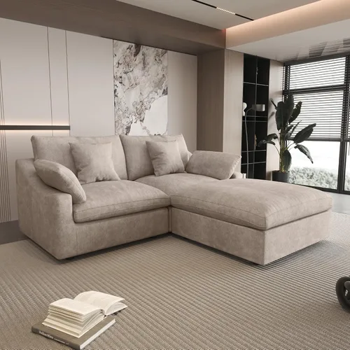 Vista 16 de WJShome Sofá Seccional Cloud Couch de 83 pulgadas para sala de estar, sofá seccional modular relleno de plumón, sofás en forma de L con otomana