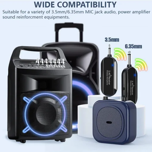 Vista 6 de VOVIGGOL Auriculares de micrófono inalámbrico, 2.4 GHz, rango de 160 pies, carga dual tipo C, efectos de reverberación de etapa 3D, compatibles