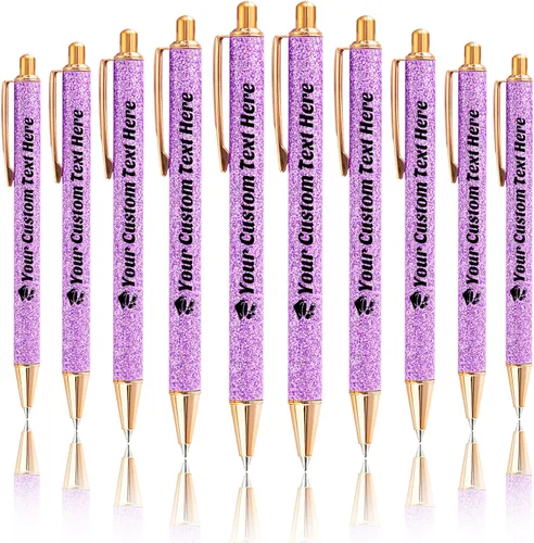 Vista 60 de 10 bolígrafos personalizados con purpurina, bolígrafos impresos personalizados a granel, bolígrafos retráctiles de tinta negra para graduación