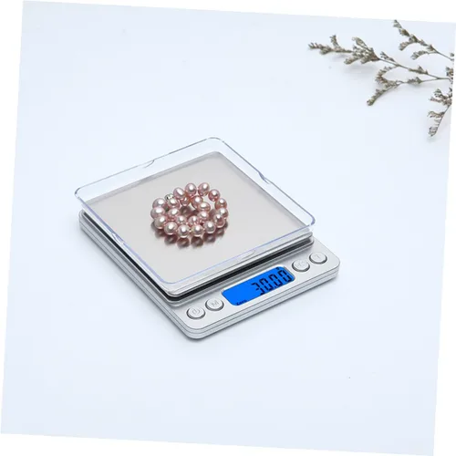 Vista 2 de Báscula digital de cocina de acero inoxidable de alta precisión para alimentos con pantalla LCD retroiluminada, función de apagado automático
