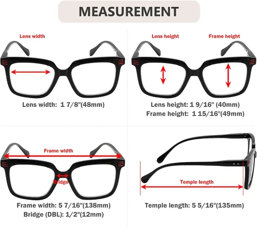 Vista 3 de Eyekepper Gafas de lectura cuadradas para mujer con marco grande