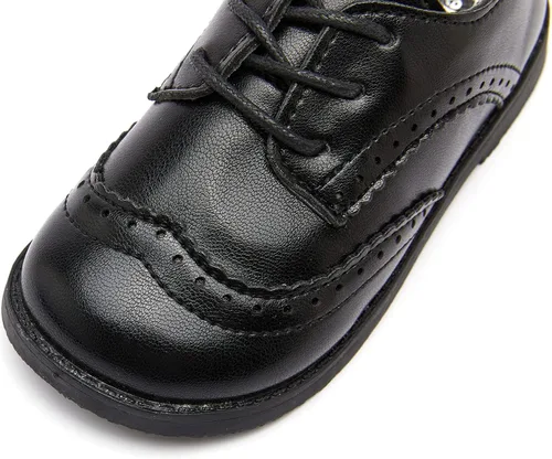 Vista 5 de Lennuoma Zapatos de vestir clásicos con cordones para la escuela y la comodidad de los niños para niñas (niñoniño pequeño), Negro