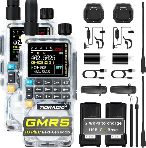 Vista 9 de TIDRADIO TD-H3 Plus GMRS - Radio de mano, programación de aplicaciones, walkie talkie de largo alcance con auricular, batería de 2500 mAh