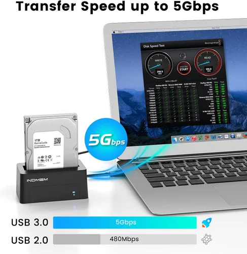 Vista 2 de INDMEM Adaptador SAS a USB 3.0, SAS/SATA, lector de caja de disco duro, convertidor, estación de acoplamiento para servidor HDD SSD de 2.5/3.5