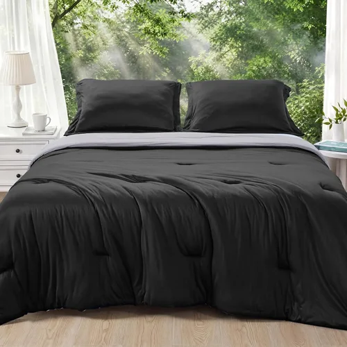 Vista 49 de MUXHOMO Juego de edredón beige tamaño individual/individual XL, ropa de cama alternativa ultrasuave para todas las estaciones. El juego de cama