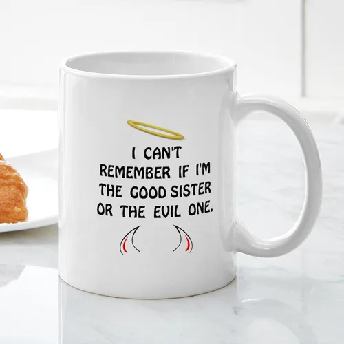Vista 5 de CafePress Good Evil – Hermana – El único Taza de café, taza de café, S, Blanco