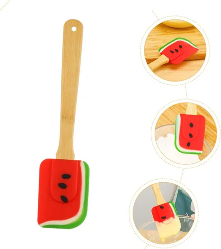Vista 2 de Espátula de silicona con diseño de sandía, mango ergonómico para remover tartas, para un uso seguro y cómodo para hacer postres y más