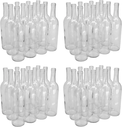 Vista 2 de North Mountain Supply Botella de vino Burdeos de vidrio de 25.4 fl oz, acabado de corcho de fondo plano, 48 botellas y bolsa de corchos de vino