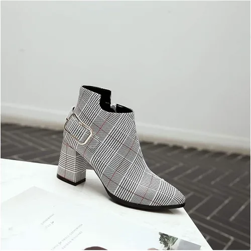 Vista 2 de Heelchic - Botines de tacón grueso con cremallera para mujer