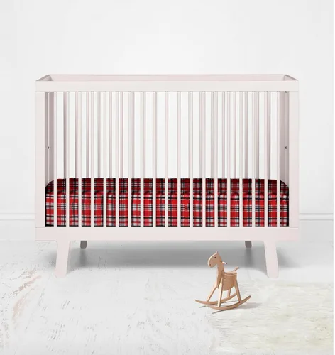 Vista 5 de Bacati - Sábana para cuna a cuadros rojos/rayas para niños