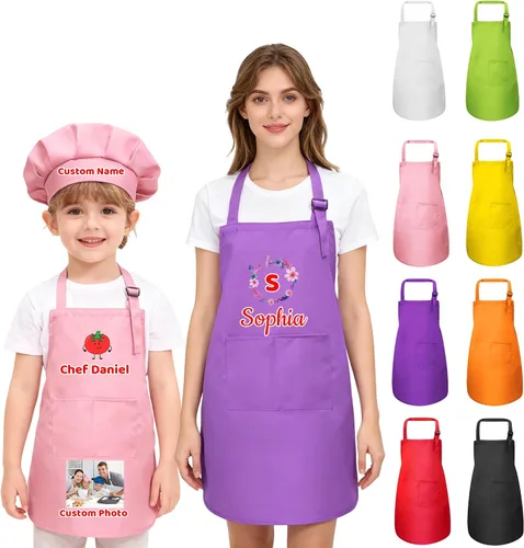 Vista 13 de Delantal personalizado para niños, mujeres y hombres con foto de texto, delantal personalizado para mujeres, delantales de chef para hombres