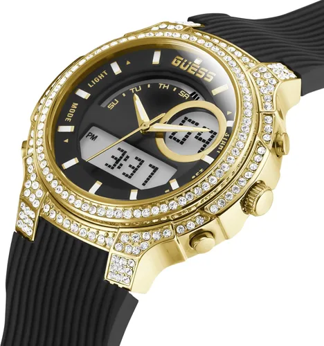 Vista 5 de GUESS US Womens Gold-Tone and Black Digital Multifunction Watch