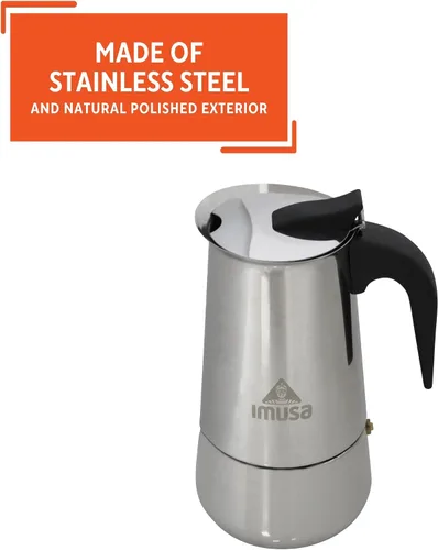 Vista 4 de IMUSA EE. UU. B120-22061M Cafetera de expreso para estufa de acero inoxidable, 4 tazas, plateado