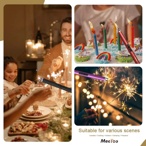 Vista 6 de MeeToo Encendedor eléctrico recargable USB tipo C para velas, Navidad, cocina, camping, fiesta, regalos para esposa, mujeres, hombres, Nana, negro