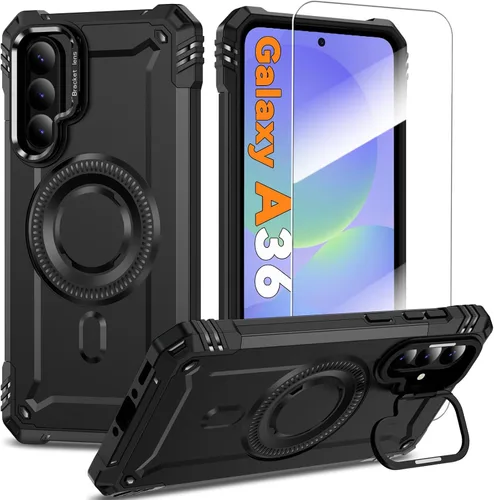 Vista 27 de Funda magnética para Samsung Galaxy S25+ Plus/Galaxy S24+ Plus [Soporte de anillo de cámara integrado] [Protector de pantalla]