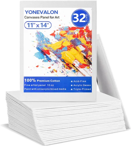 Vista 13 de Mini lienzo para pintar de 4 x 4 pulgadas, paquete de 56 lienzos pequeños a granel para pintar Blank Canvas Panels, Gesso Primed Acid-Free 100%
