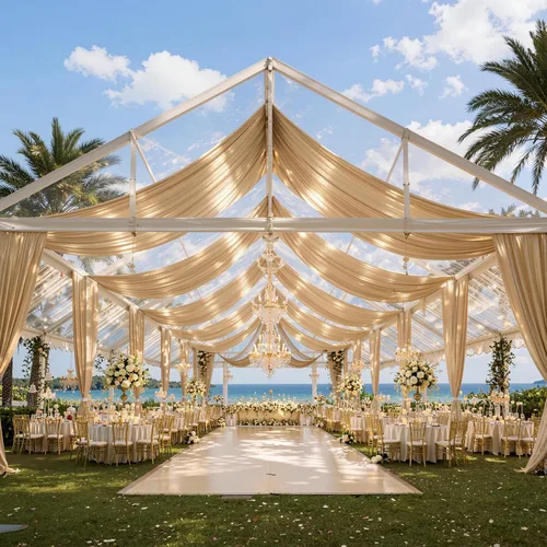 Vista 23 de Cortina de techo beige de 20 x 40 pies para bodas, 4 paneles sin arrugas, 40 pies de largo, cortinas drapeadas para bodas, cumpleaños y fiestas