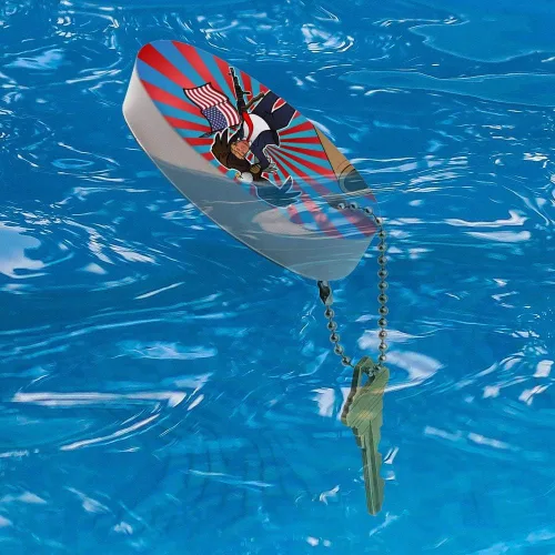 Vista 3 de GRAPHICS & MORE Patriótico Donald Trump con águila bandera americana llavero flotante de espuma ovalada barco de pesca boya clave flotador