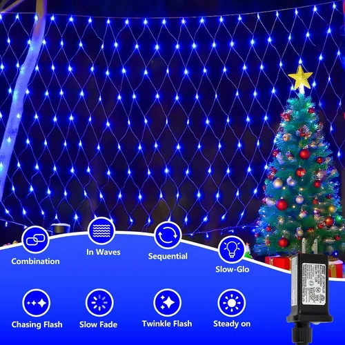Vista 5 de Paquete de 2 luces LED de red azul de 360