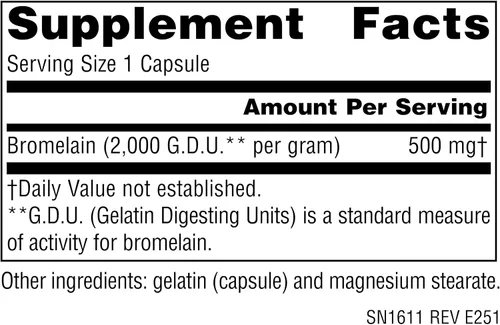 Vista 2 de Source Naturals Enzima de piña bromelina - 2,000 GDU/GRAM - 500mg - 30 Cápsulas