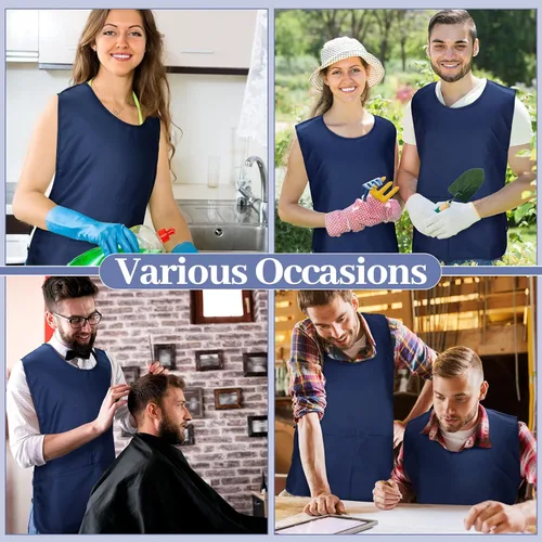 Vista 7 de Suhine 15 Pcs Cobbler Apron Smock Apron with 2 Deep Pockets and Side Ties Unisex Apron for work kitchen