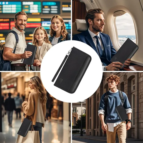 Vista 11 de Boonbery Cartera de pasaporte familiar con bloqueo RFID para 4-6 mujeres y hombres, organizador de documentos de viaje impermeable, funda