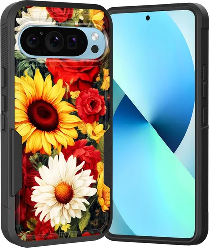 Vista 64 de Funda para Pixel 6A, Híbrida de Doble Capa de Servicio Pesado Resistente a Prueba de Golpes PC Duro + Funda Protectora de Silicona Suave para Google