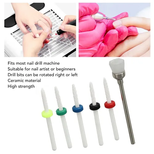 Vista 3 de Juego de 6 brocas para uñas, juego de 6 brocas de uñas de cerámica para salón de manicura y pedicura