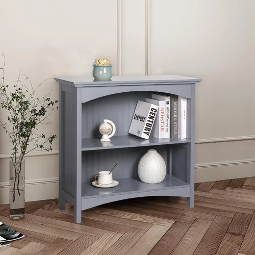 Vista 2 de eHemco Estantería de 2 niveles con 2 soportes arqueados, 29 pulgadas, gris