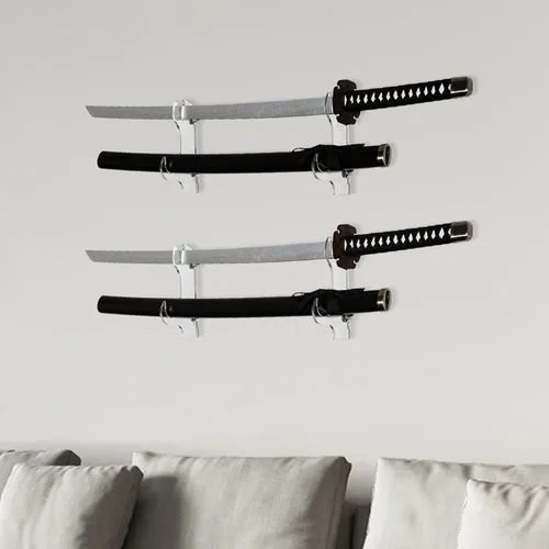 Vista 11 de Soporte de pared para katana - Soporte de espada de plexiglás negro - Soporte para espada samurái