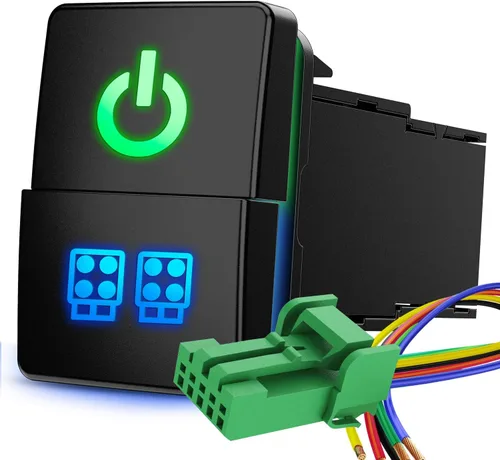 Vista 21 de Nilight Interruptor de botón pulsador para luces AUX 12V ENCENDIDO Apagado con kit de cable conector 1.28" x 0.87" de reemplazo para Toyota Sequoia