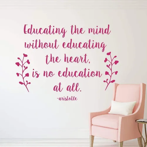 Vista 2 de Aristotle Educational Quote Wall Decal Educating The Mind Without Educating The Heart Removable Vinyl Sticker for Bedroom, Homeschool, Classroom
