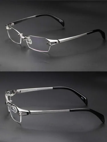 Vista 4 de Agstum - Gafas de titanio de lujo con montura de lentes transparentes