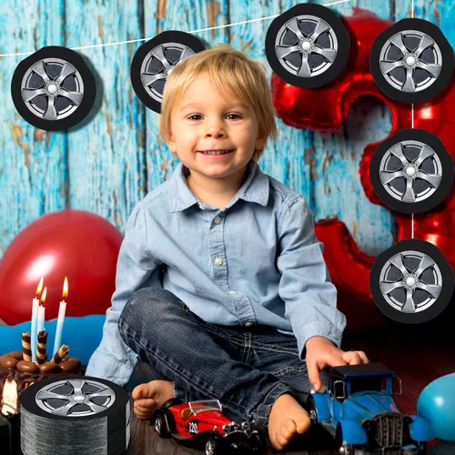 Vista 6 de Henoyso - 100 servilletas para neumáticos de automóvil de 6 pulgadas, servilletas de fiesta de cumpleaños de coches de carreras, suministros
