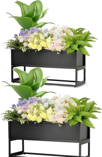 Vista 14 de Cocoyard - Maceta elevada – Cama de jardín elevada duradera con agujeros de drenaje para plantas altas, hierbas y flores, maceta rectangular