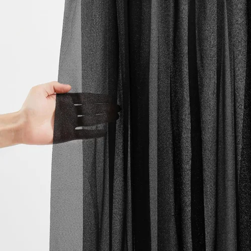 Vista 3 de Tela Negra para Drapeado de Arco de Boda 1 Panel 30'' x 20 Pies Cortinas Negras Tela Transparente Telón de Fondo Telas para Drapeado de Arco