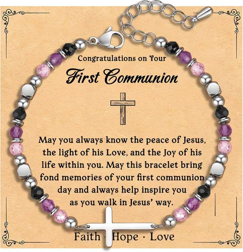 Vista 11 de Pulsera de cruz cristiana para mujeres y adolescentes, joyería de fe para aliviar la ansiedad, regalos de confirmación de Pascua, regalos de primera